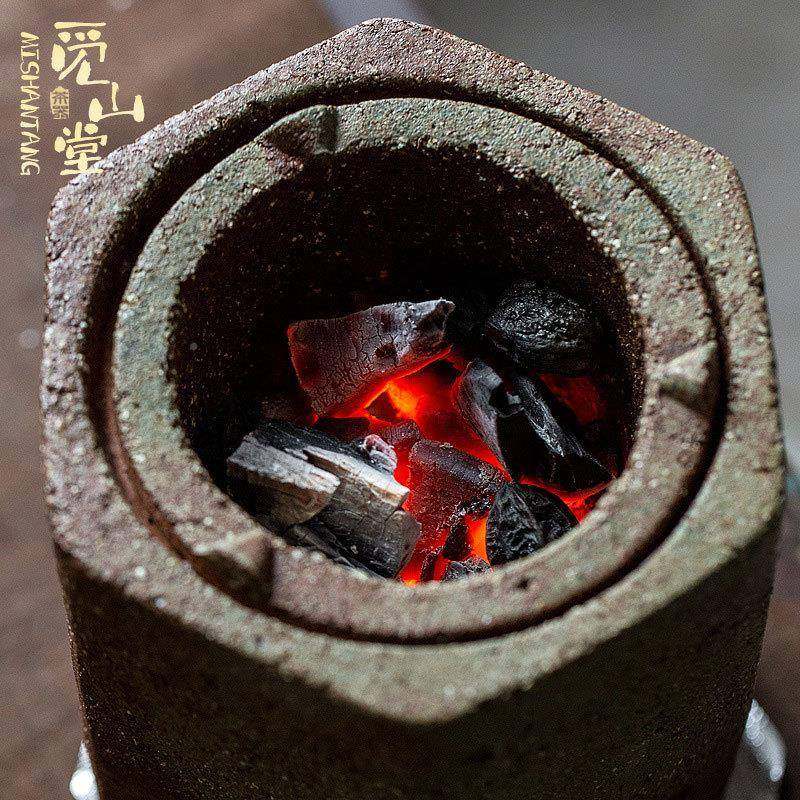 柴烧陶围炉煮茶器纯手粗风炉木炭复火古煮茶炉444固体酒精炉工烧