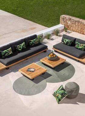 户外沙椅TVW发合设计师庭院花园实木躺组样板房室外露阳台柚木天