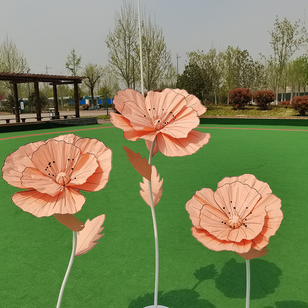 手工描边纸罂粟花双层花瓣婚庆