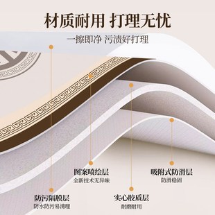 新中式实木圆桌桌垫双层圆形餐桌垫带转盘桌垫防水防油免洗皮革垫