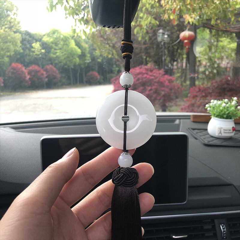 汽车挂件网红车内饰品车载吊饰男女款后视镜平安符玉石平安扣挂饰