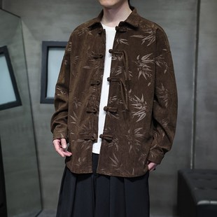 男士外套新中式中国风男装长袖衬衫2025新款春秋季汉服男款唐装潮