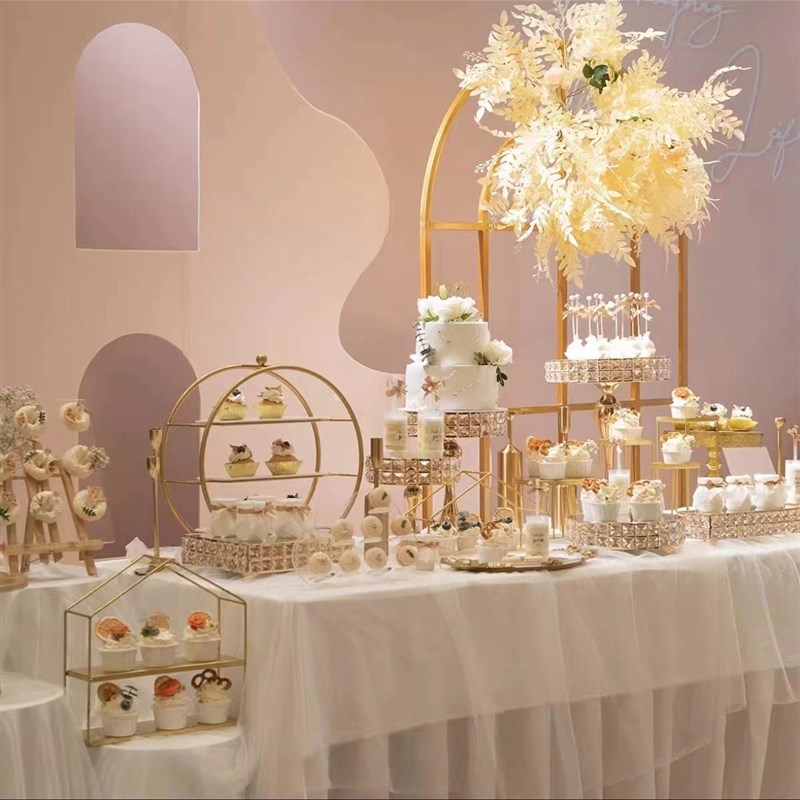 婚庆水晶甜品台展示架摆台摆件甜点冷餐茶歇摆台化妆品收纳蛋糕架