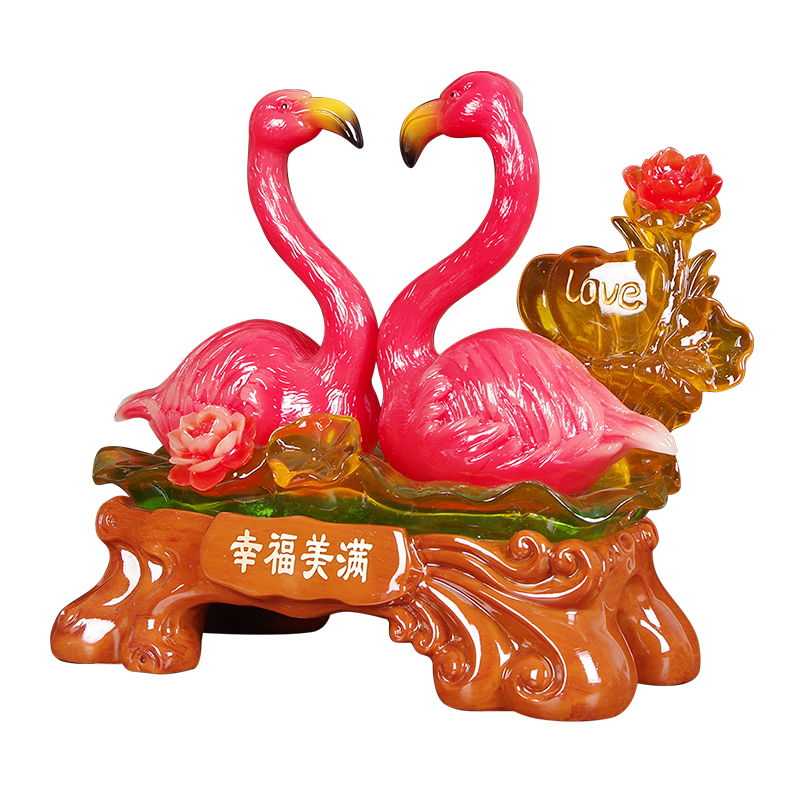 幸福美满火焰鸟摆件婚房客厅创意装修摆设送闺蜜结婚礼物新婚礼品