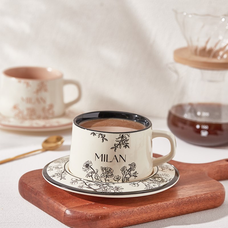 法式复古陶瓷咖啡杯碟套装高颜值精致马克杯水杯女生日礼物礼盒装