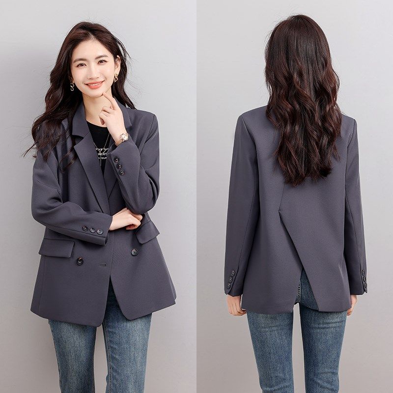 西装外套女小个子2024年新款春季休闲西服宽松显瘦高级感黑色上衣