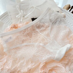 法式复古网纱蕾丝半透高弹低腰内裤女透气舒适性感包臀底裤三角裤