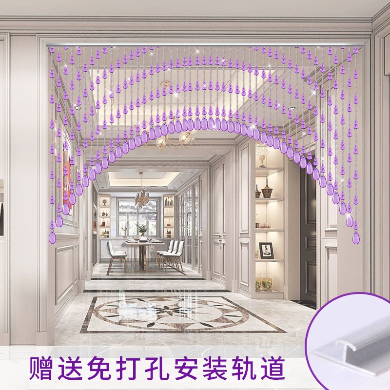 葫芦珠帘门帘水晶隔断屏风客厅玄关卫生间家用厕所珠链帘子免打孔