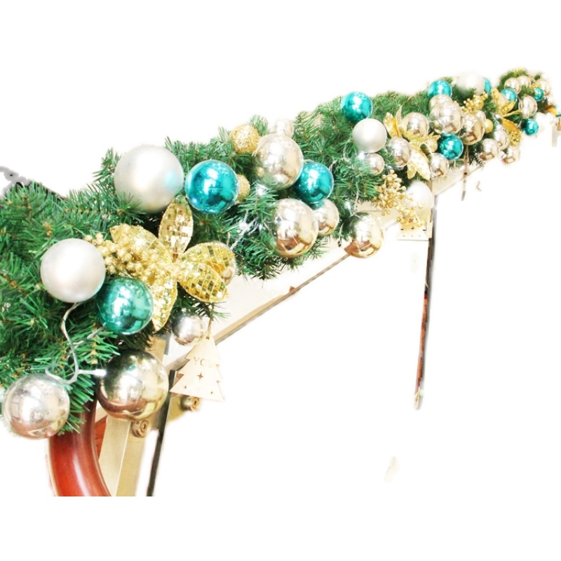 2.7米圣诞藤条装饰品圣诞节商场店铺橱窗带灯花环场景布置门挂饰