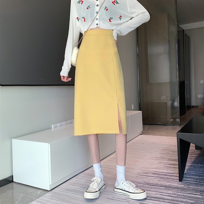 矮个子显高145高腰A字半身裙150小个子百搭开叉中长款包臀裙XS夏