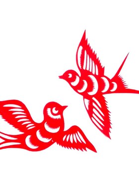 燕子牡丹剪纸 手工红色窗花中式发簪花卉汉服头饰 刻纸成品