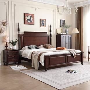 储美式家用实木床床1床米8大床高端主卧室双人法式复古小户FQK型