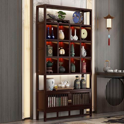 新中式博古客架件茶柜置物架厅多宝阁非实木多层古董摆展示架0622