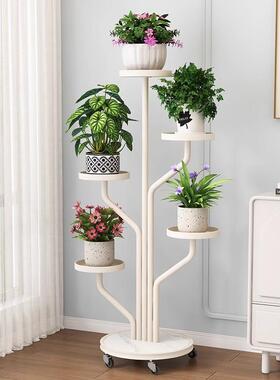 花BMP架置物阳台客厅落地式带轮可移阳台植物摆放架室内架层花多