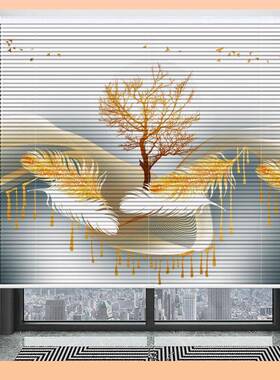 ?轻奢百叶窗免打孔安装卷拉式办间F76695MS公室铝帘客厅窗卫生印