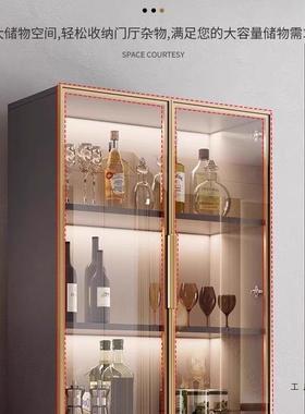 实木酒一DAR体靠墙约现代简客厅家柜用定储物柜玻璃展示柜2制025