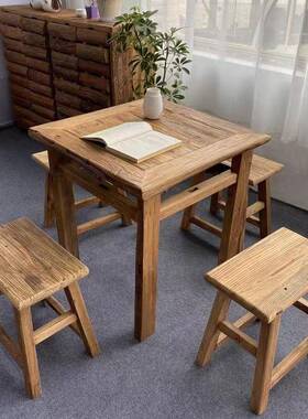 复桌古旧方桌风化纹理实木八仙茶桌怀民泡茶台饭店宿老榆木XOC餐