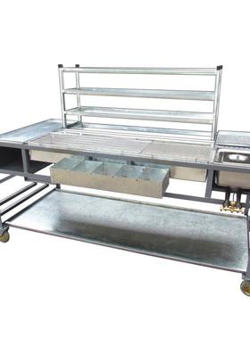 烧烤车商多功能炸串油炸车摆摊动57988移推车烧烤炉加厚炭木烧用