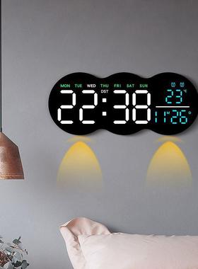 新客厅挂钟数款字L能度ED电子钟带灯光多功闹钟温配PDD10081摇控2