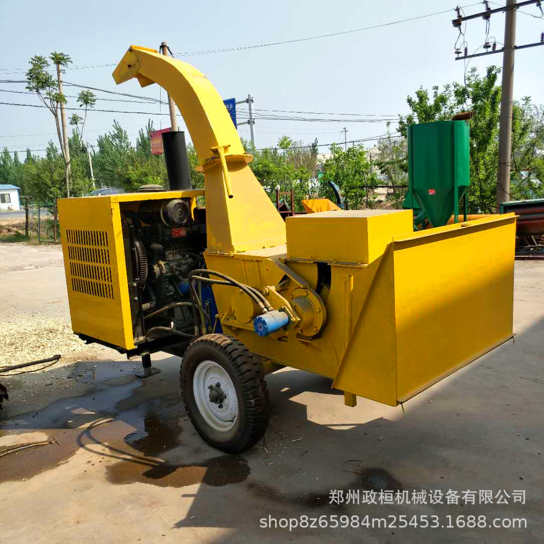 小型移动式园林青枝树叶粉碎机