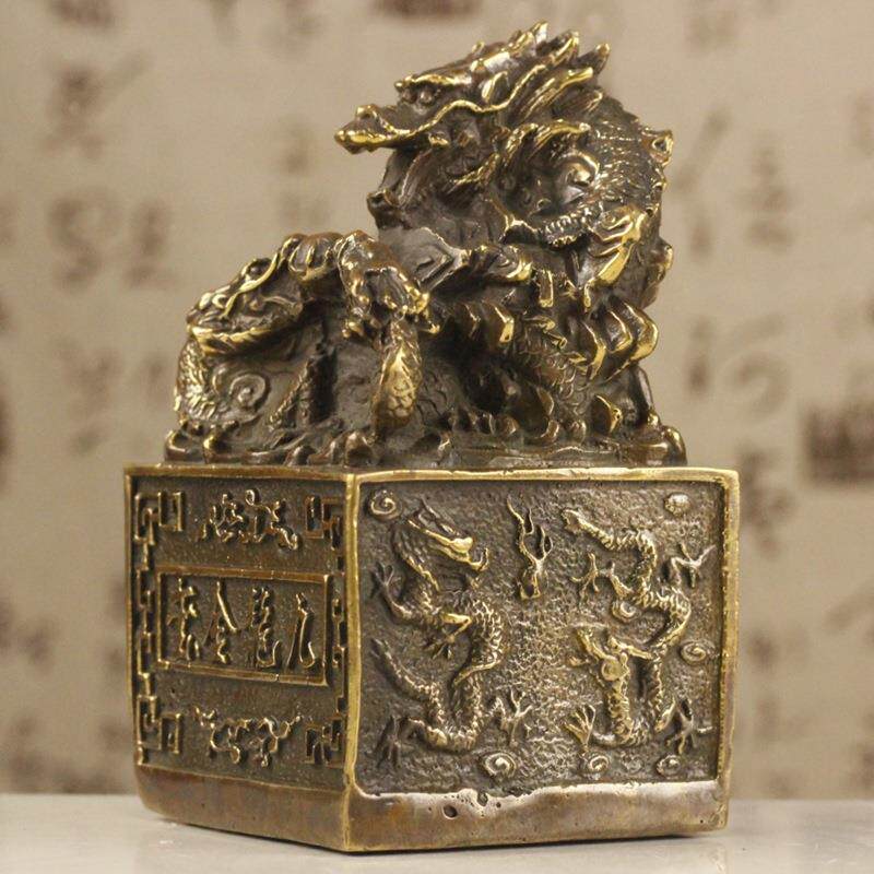 铜龙章印祥官印铜九玉玺QUE摆龙件龙头印摆设摆件龙工艺品