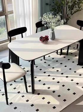 木岩餐桌现实al253353代简约家用小户奢型饭桌长方形轻餐桌椅组板