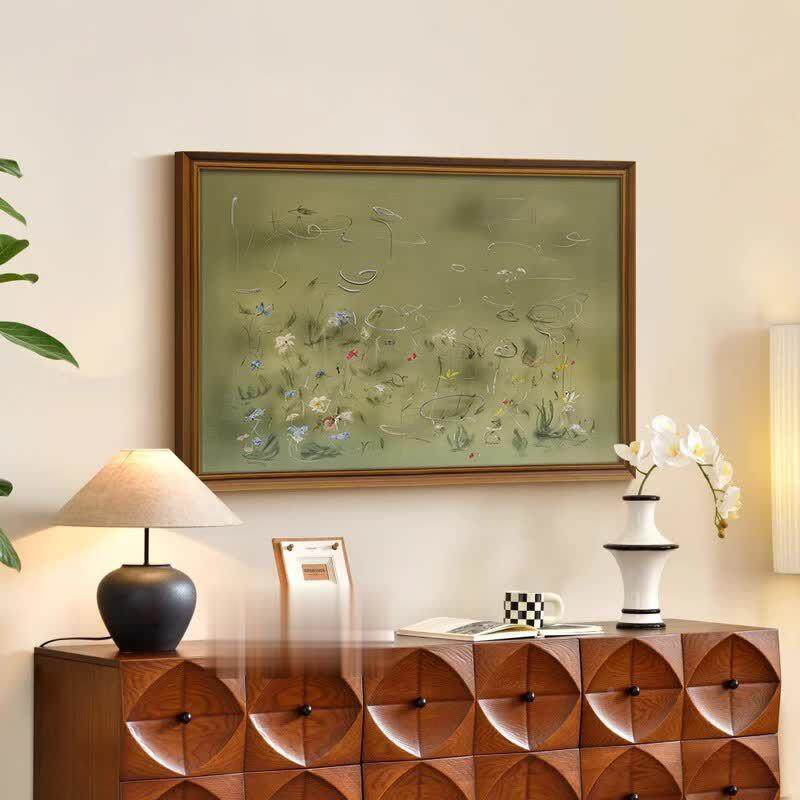 《逸彩》法式复SN050206中古绿色画厅装饰古风卧室床头小众抽象客