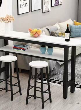 简约现BFE代家用吧木台靠墙餐多厅饭店简易钢小桌高脚隔断厨房功
