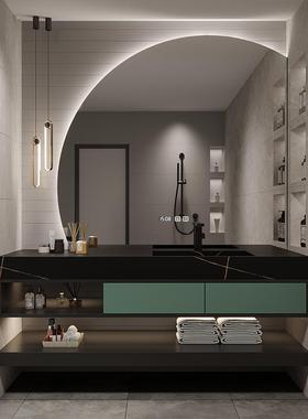 设计师新岩款板25135体一盆浴室柜组能合半圆镜现代简约卫生间智