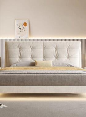 奶风悬浮油床现代25745简约主卧1.8米人15米云.朵科双技布感应灯