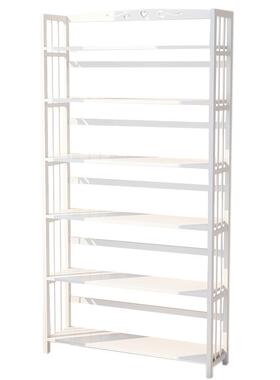 收白色简易书架置物落地学生简约经济型新纳实木省空间多JUR竹子