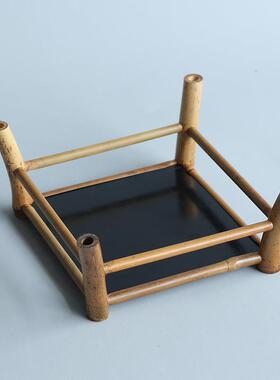 手工梅鹿竹兰花具菖蒲架微44252棚盆景四架茶台迷你小花架茶装角