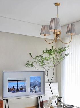 法式复古奶油MY百吊灯褶式卧室日全光谱护眼美式vi厅ntage客餐厅