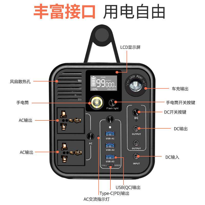 户外电源显示便携式储能电源 多功能野外大功率移动应急稳压电源