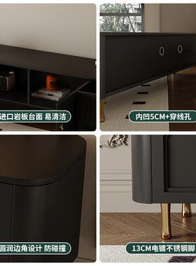 法式复古电柜几组合现简约客厅地柜黑色感家视具代茶客户矮BSY-S3