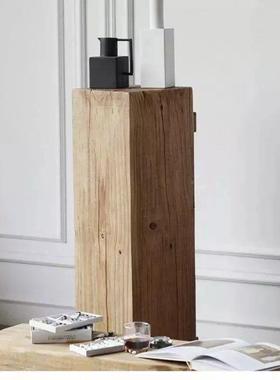 饰实木方形架墩子家厅用客玄花关茶几复63477古民宿装原木木桩底