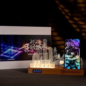 城市文旅小夜灯新款地标底业周年念活动庆典文创实木POI纪座企小