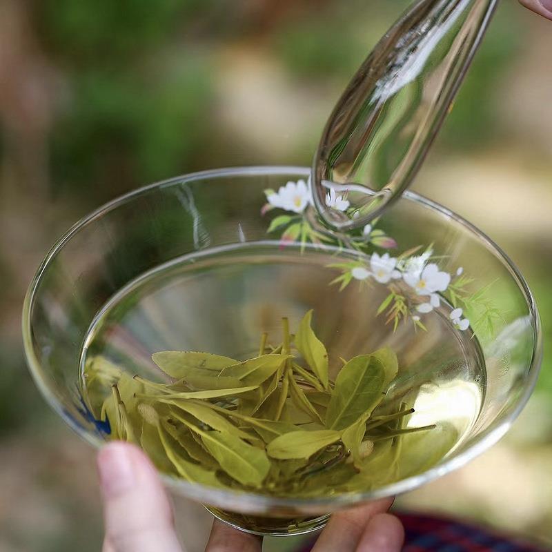 宜室茶话茶斗笠绿碗透明冷泡分茶器耐高温玻热璃茶碗绿茶鉴品cg-d