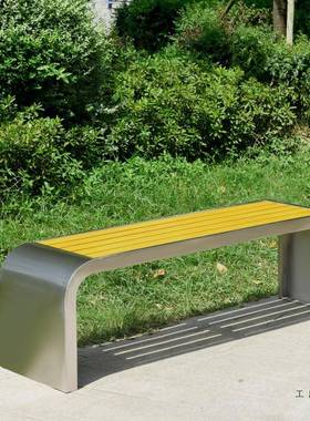 不锈公园椅户外长椅庭双EEE人钢长条凳院子室外防腐木塑木休闲铁