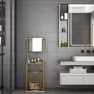 卫生间边置物所浴巾毛巾架一体浴室厕浴缸架脏衣篮CQN收纳架子落