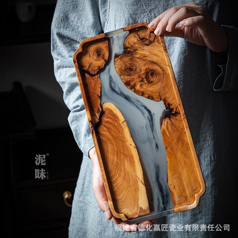 崖柏树脂泡泡台PBJ日式木质托盘手实木壶承干小茶盘工托盘干台长