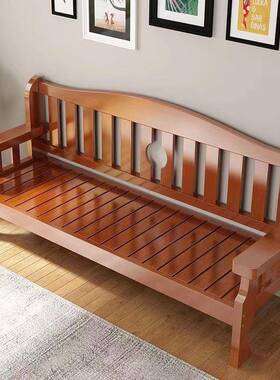 小户型客厅简约F977HTMS人式新中三位木质沙发靠背长出新品实木沙