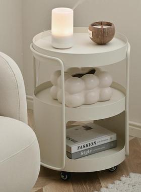 沙发边可欧移动几卧室小圆茶几式奶茶桌油风铁艺imw7HFBN床头柜推