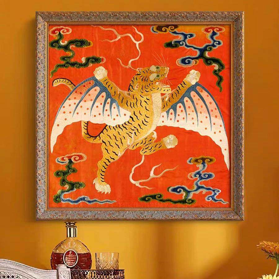 法式中国风客术厅装厅饰HY-256画艺美式复古中古餐挂画小众如虎添