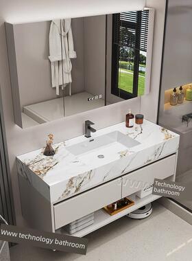 新款冷间翡台翠无缝一体浴室柜组合卫生定盆制岩板洗85177漱洗脸