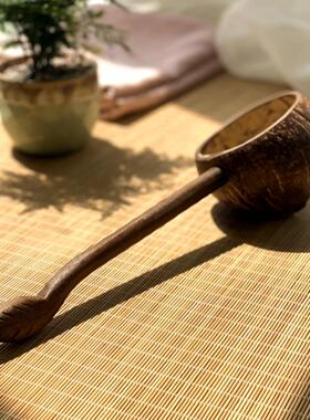 东X321子亚椰壳舀水木日式长柄勺水勺水瓢浇花勺家用SPA茶道南创