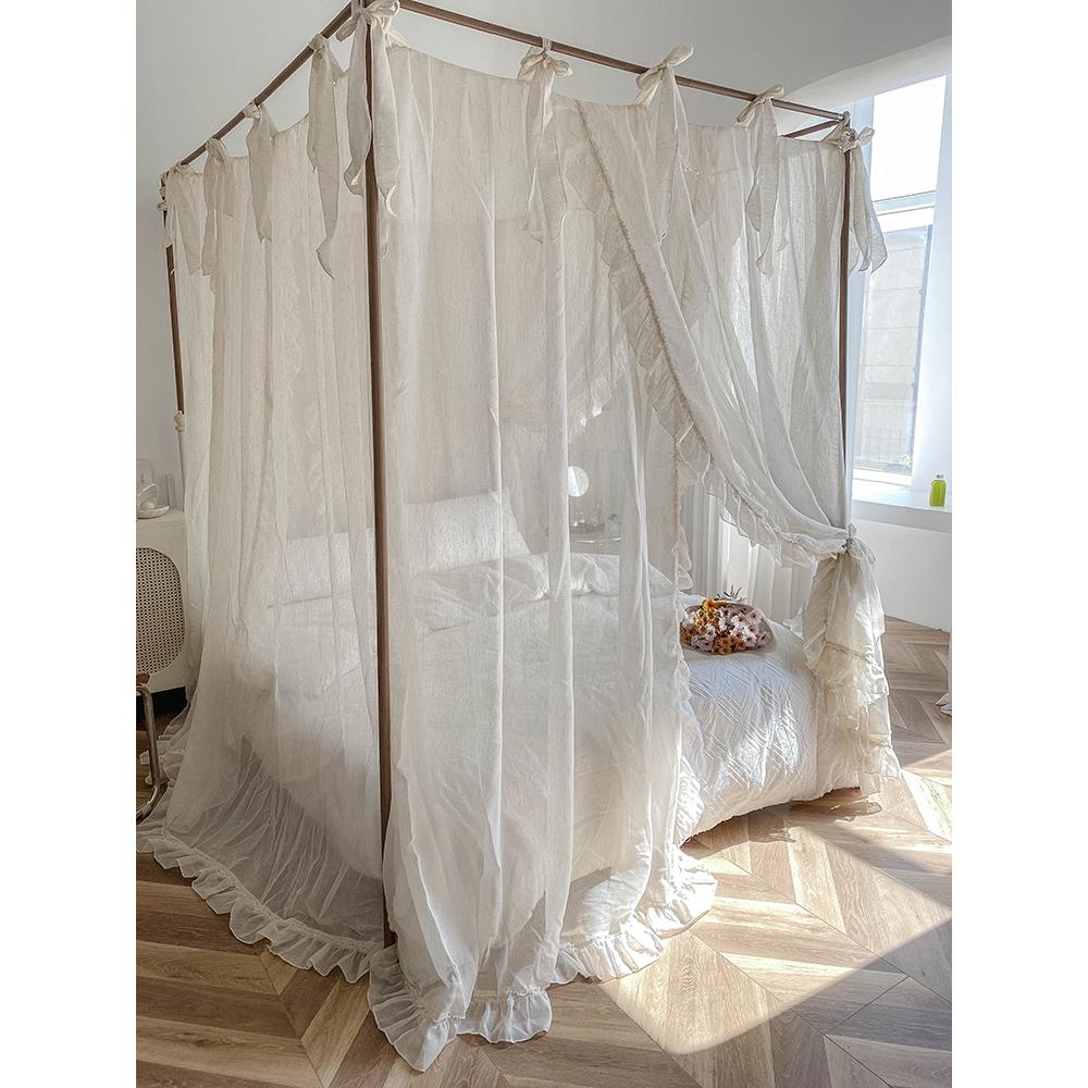 2025新款主亚麻风宫子廷落地蚊帐1BAR.8m家用卧室公式架床老民宿