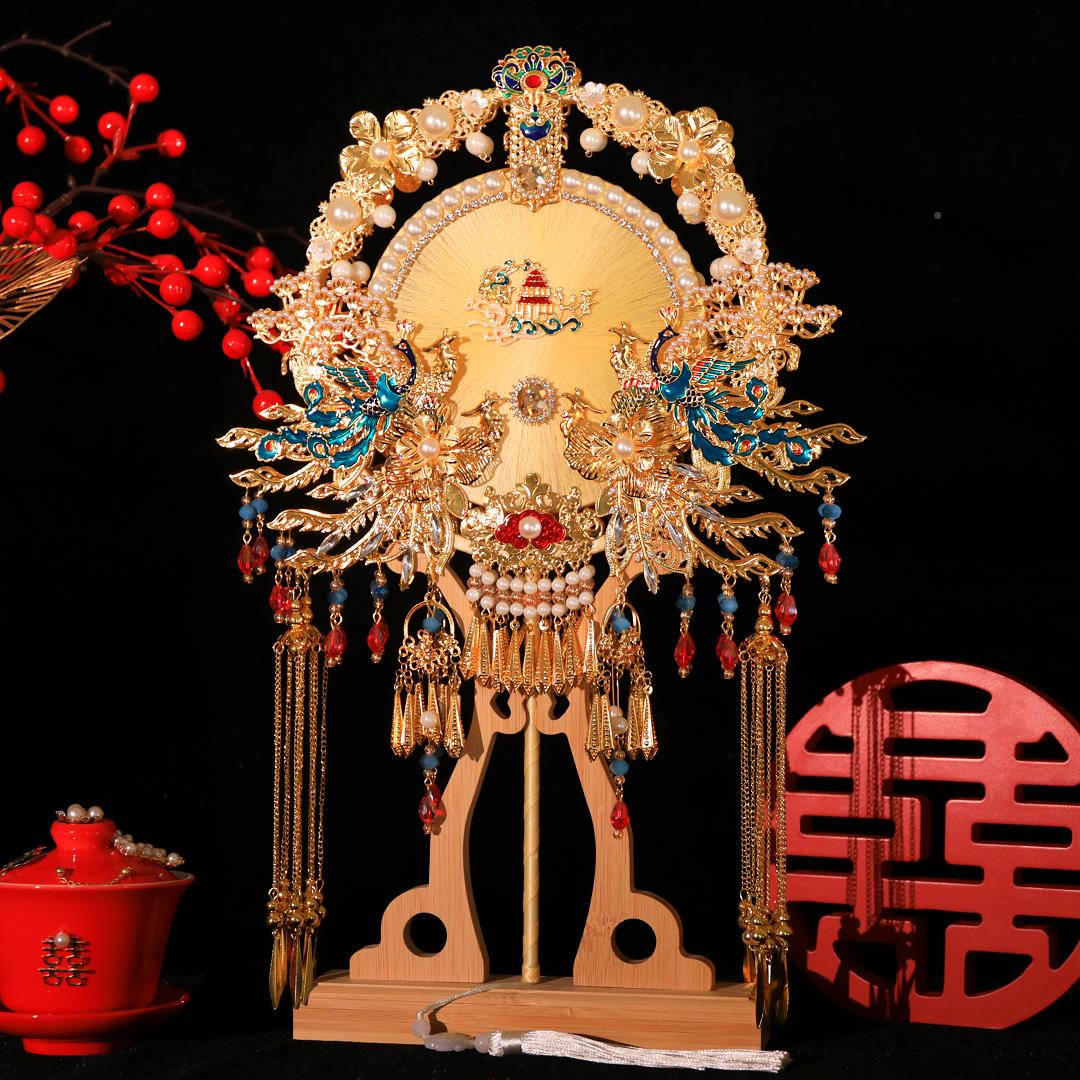 团物扇新娘婚结婚非遗蚕丝y扇子材料包di手工新礼送闺ZAP蜜喜扇成