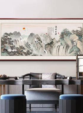 流水生财山水画客厅LM80387挂画背景墙装公画饰画风景画招财画办