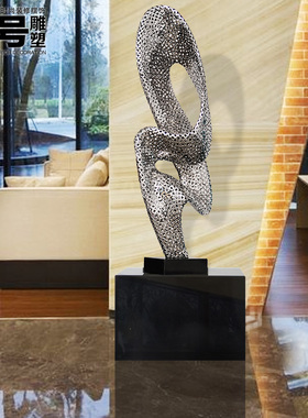 不锈钢圆片抽象雕塑艺术品金属落地大型摆件酒店大堂会所软装饰品